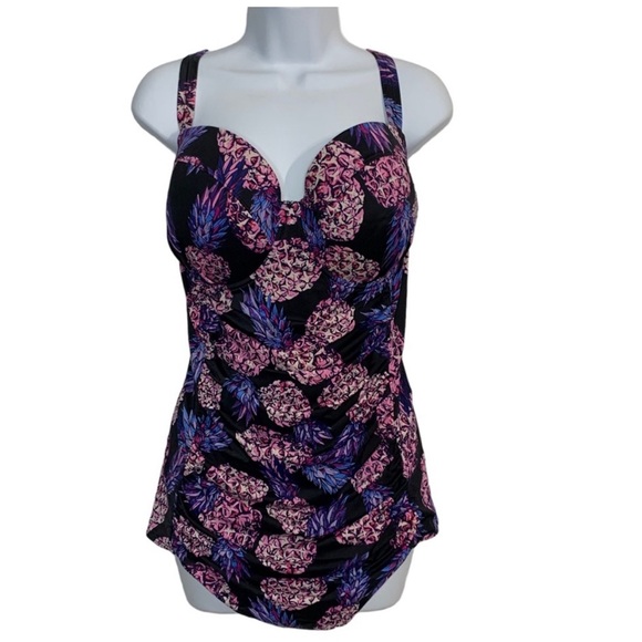 TORRID Pineapple Push-Up Demi Slim Fix Swimsuit Sz 4XL - Picture 3 of 16